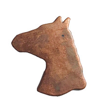 1 Vintage Copper Plated Metal Stamping Horse Shape Craft Making