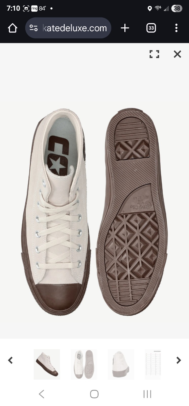 SAOLA Converse CTAS Pro Mid A09234C taglia M 10 5 W 12 5 NUOVE nuove con etichette pelle ecrù suola marrone