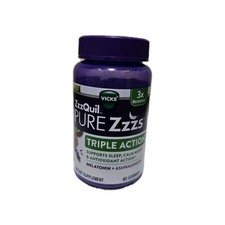 NEW Vicks ZzzQuil Pure Zzzs Triple Action Melatonin Ashwagandha 60 Gummies