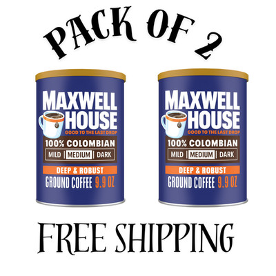 (2pack) Maxwell House 100% Colombian Ground Coffee, 9.9 oz Canister