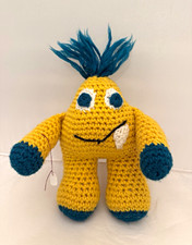 Handmade 9  Yellow Crocheted Stuffed Amigurumi One Tooth Monster Character New