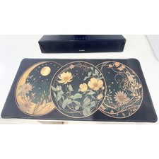 Gold Moon Phase Floral Large Gaming Mouse Pad 23.6"x11.5" Non-Slip Desk Mat
