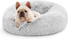Calming Cat Bed for Indoor Cats,Anti-Anxiety Donut Round Dog Bed,Fluffy Faux Fur