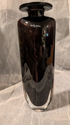 Rare Vintage Kosta Boda Glass Bud Vase Catwalk Signed Kjell Engman 10   Amethyst