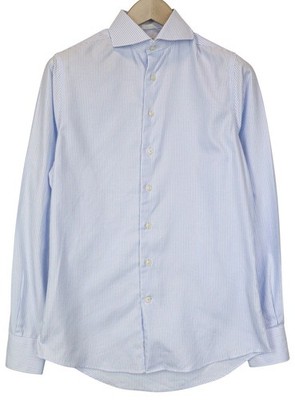 SUITSUPPLY Herren Festliches Hemd 37/14,5 extra schmal blau Baumwolle Streifenmuster *