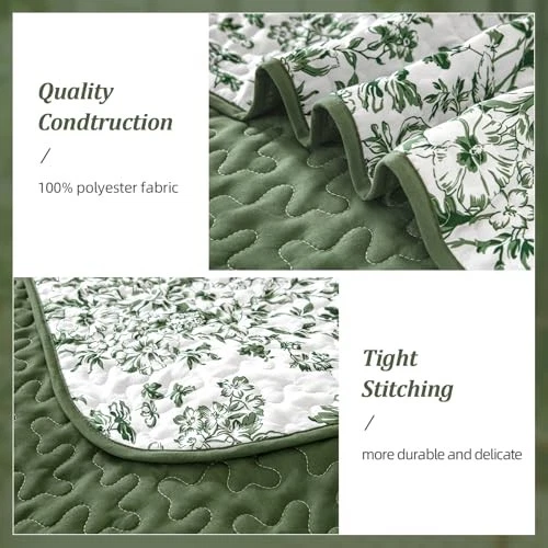 WONGS BDEEING Juego de Cama Edredón Edredón Tamaño Queen con 2 Queen (96"W×90"H) Verde Foto 2 de 4