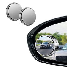 2 Pcs Blind Spot Mirrors, 2" Round HD Glass Convex 360 Wide Angle Side Silver