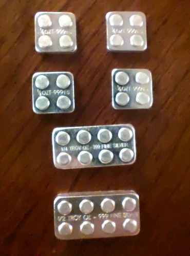 .999 Silver Bullion Bars 1/8 oz 1/4 oz 1/2 oz Building Block 1 1/4 oz total