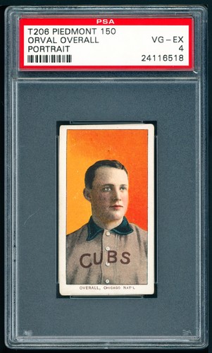 1909-11 T206 Piedmont - Orval Overall, Portrait - Cubs HOF - PSA 4+ Deep Color
