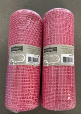 Lot of 2 Celebrate It Occasions Woven Pink Mesh Crafting 10”x30’, New In Package