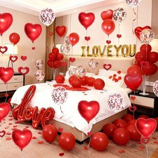 Red Valentines Day Decorations Set, Anniversary Decorations Romantic with Fake R