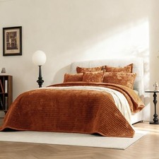 Velvet California King Size Bedding Set 106x118 California King-106&times;118 Caramel