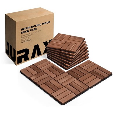 Premium Patio Deck Tiles, 10 PCs 12 x12  Snap Together Wood Flooring for Outd...