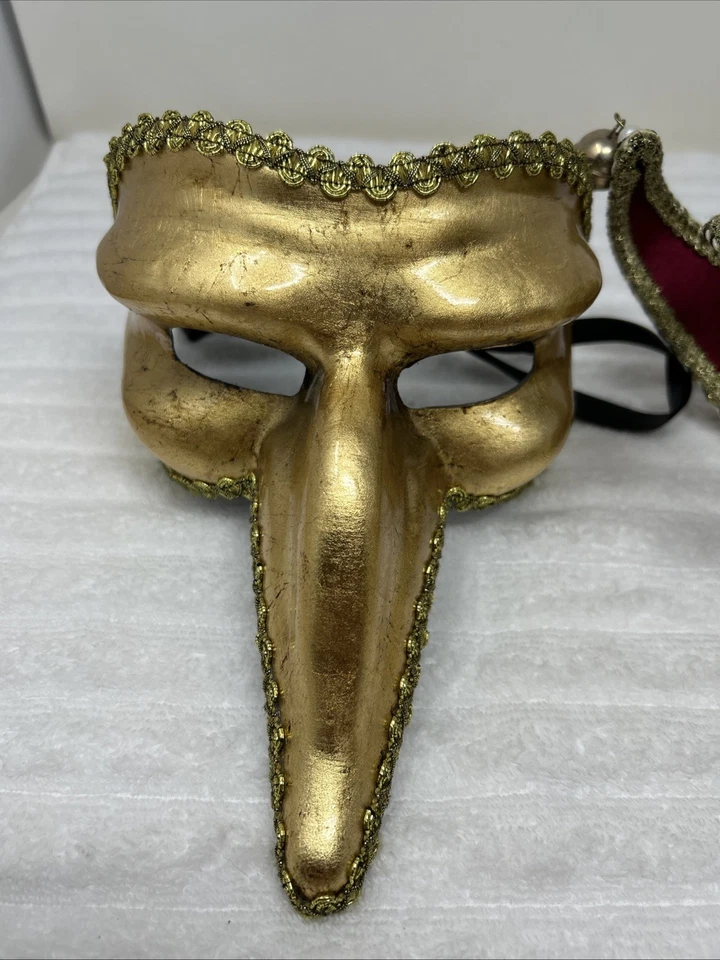 Pier 1 Imports Gold/Red Masquerade Masks Lot Of 2 - Hand Painted In Italy - Image 3 of 4