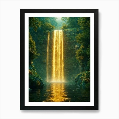 Wasserfall im Wald 1 Kunstdruck gerahmt Wandbild Poster Leinwanddruck Bild