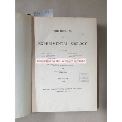 The Journal of Experimental Zoology. Volume 114 : The Wistar Institute of Anatom