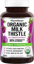 USDA Organic Milk Thistle Capsules 30X Concentrated Seed Extract 80 Silymari