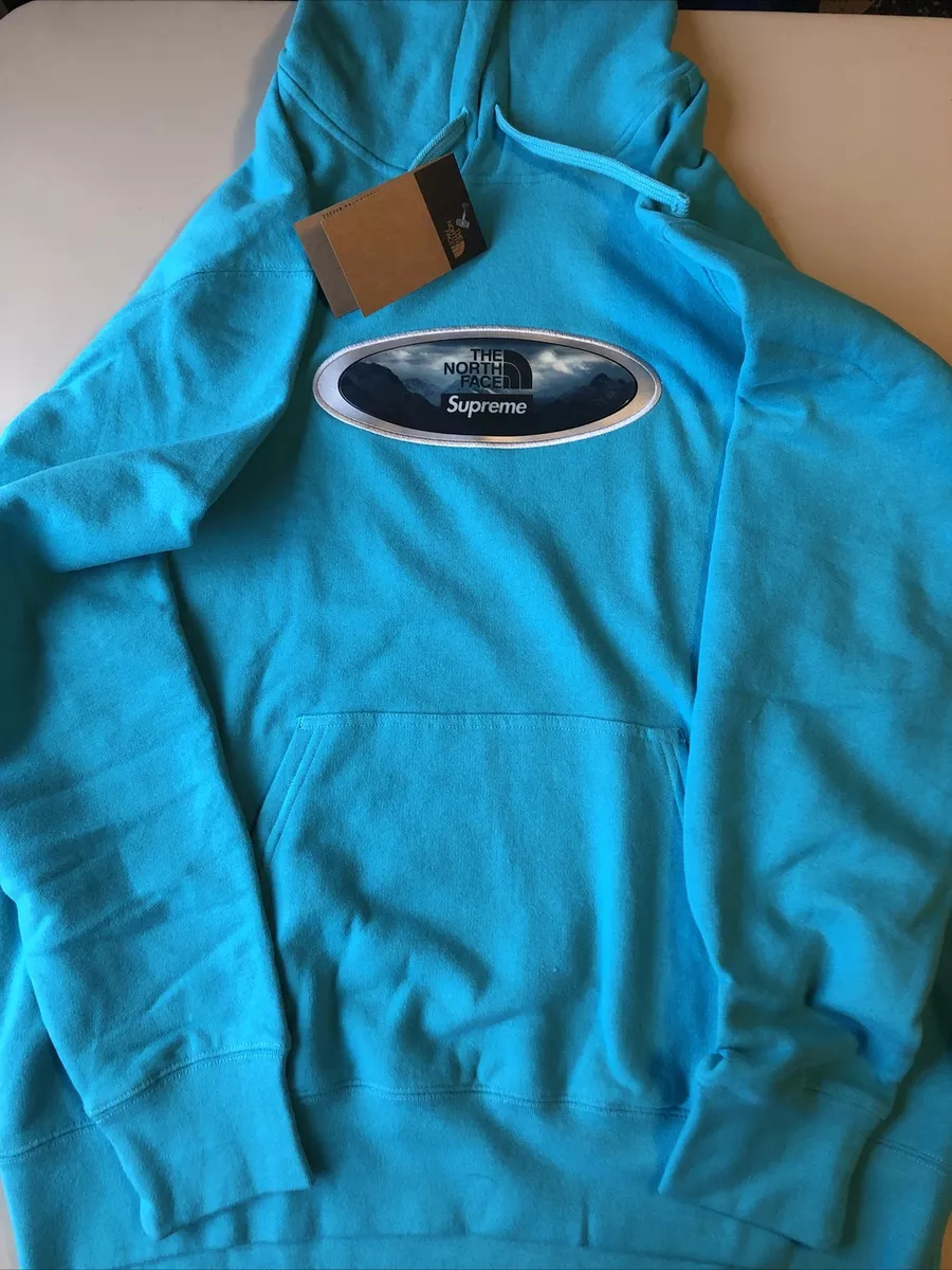 North Face Supreme Lenticular Turquoise Hoodie Men Size Large