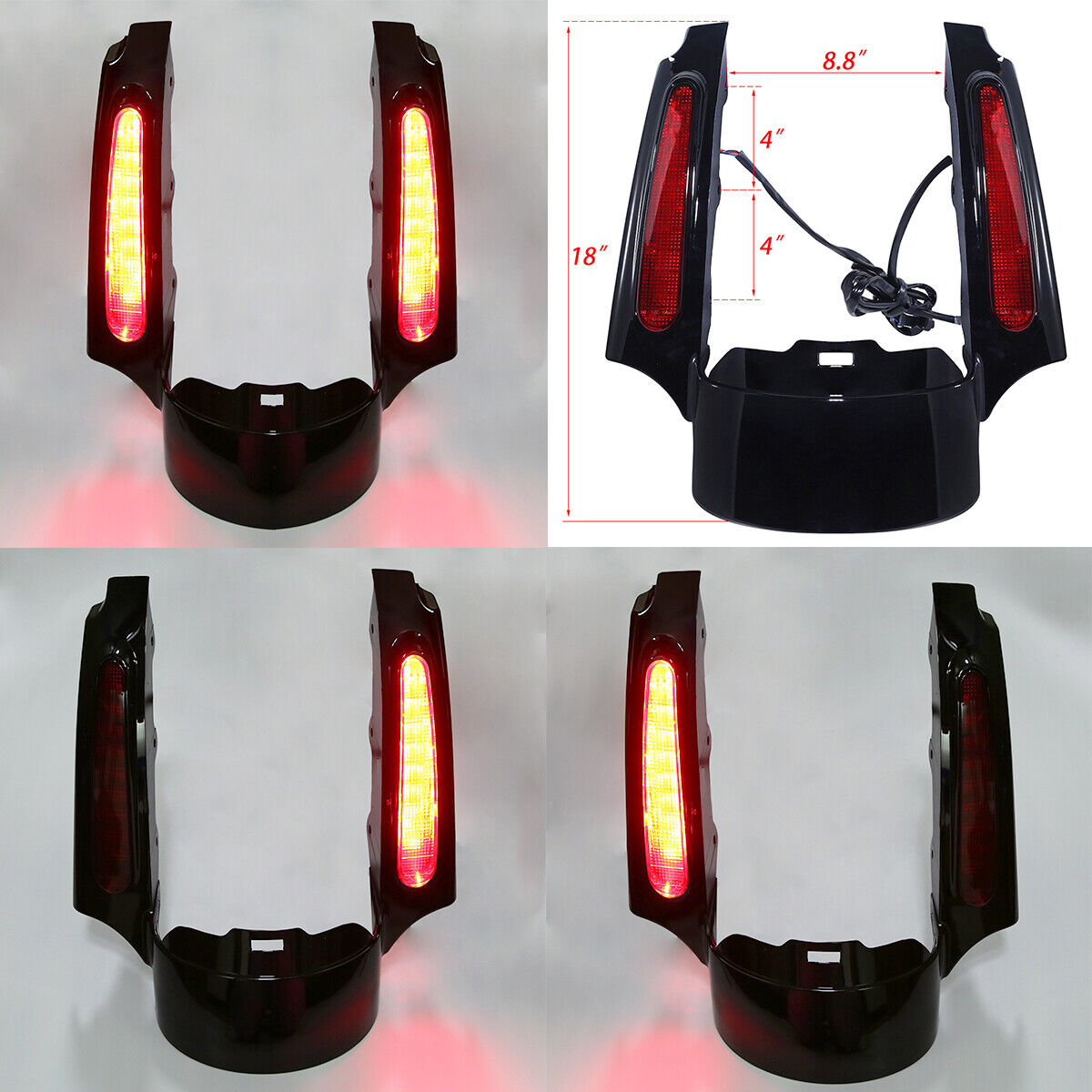 Rear Fender Extension Fascia W/ LED Light For Harley Touring Rear Fender Extension Fascia W/ LED Light For Harley Touring