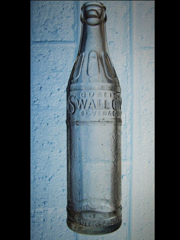 RaRe Vintage SWALLOWS BEVERAGES Glass Bottle 9.oz ART DECO Embossed Raised Logo