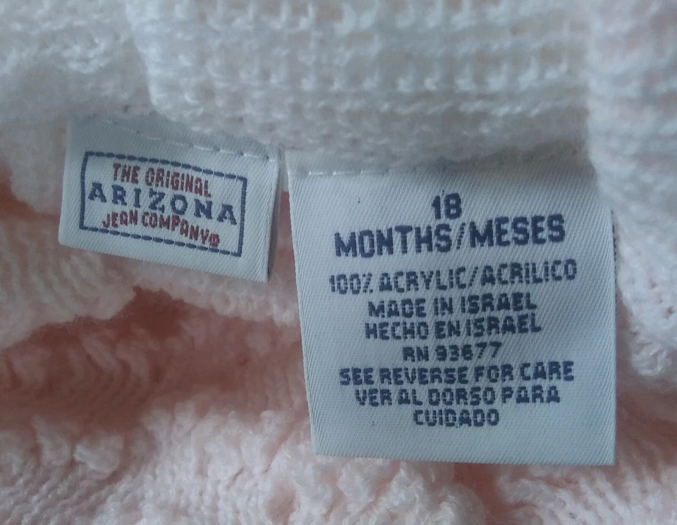 Suéter con Capucha The Original Arizona Jean Co ADORABLE Rosa Bebé Niña Talla 18 Meses Foto 3 de 3