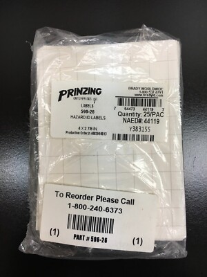 Brady Prinzing Cat No 596-26 Hazard ID Labels 4 in x 2 7/8 in