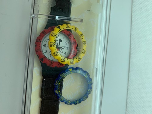 Orologio Topolino Disney Nuovo con scatola bambino tempo insegnante rosso blu cornici gialle - Foto 2 di 9