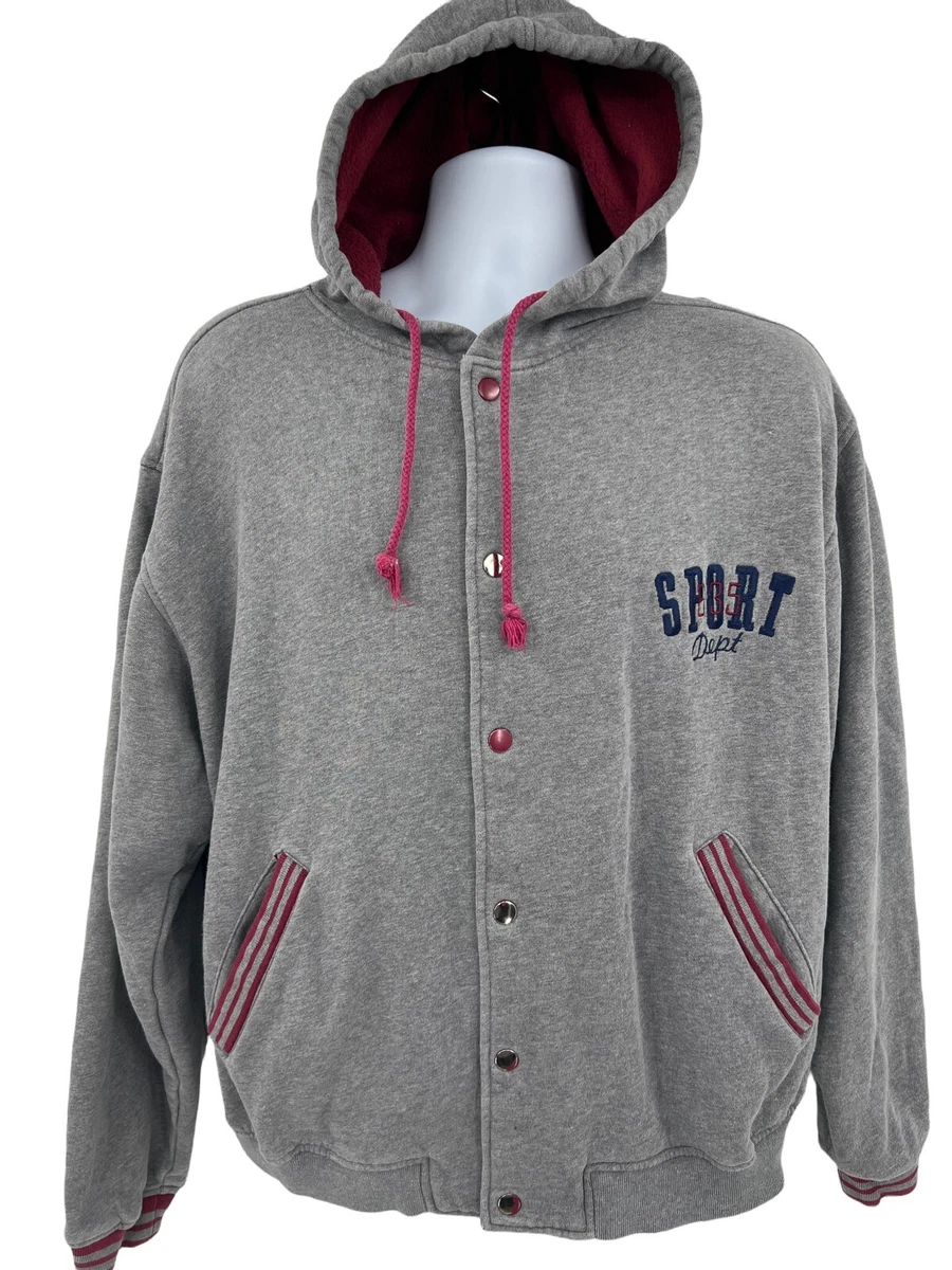 Vtg Gap Athletic Gray Sport Dept Snap Front Hoodie Sweatshirt Jacket Mens  Large | eBay