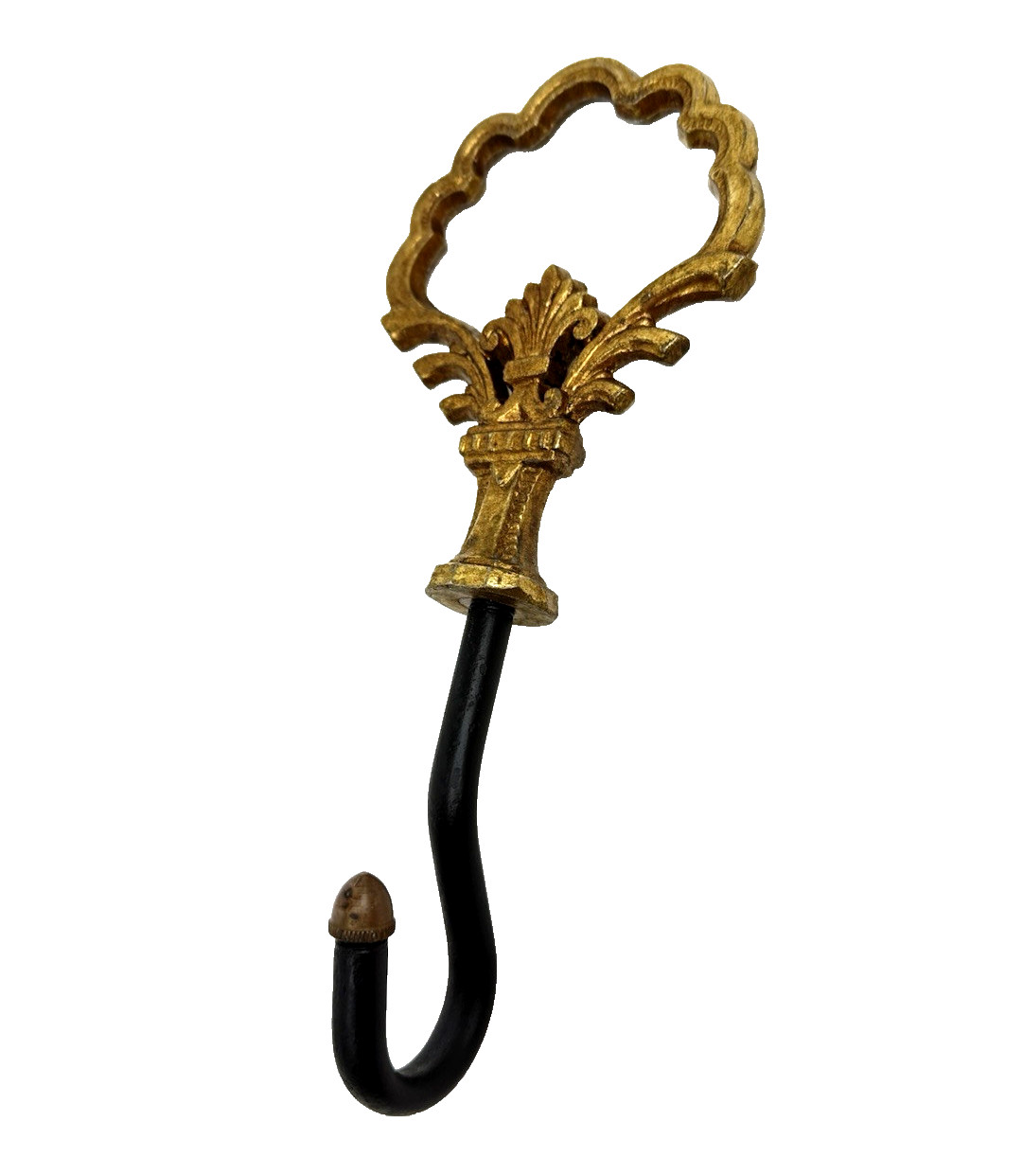 Vintage LARGE Brass Fireplace Damper Opener Hook Decorative Heavy 10” Long Gold