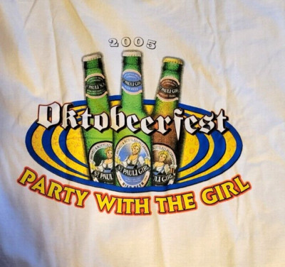 ST PAULI GIRL BEER T-SHIRT MEN'S MEN SIZE XL PARTY WITH THE GIRL OCTOBEERFEST 05