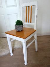 Vintage Stuhl Küchenstuhl Holz weiß Buche Shabby Chic 70er Jahre