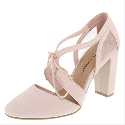Christian Siriano Women's Kami Ghillie Blush Pink Pump Block Heel Shoes - Picture 3 of 9
