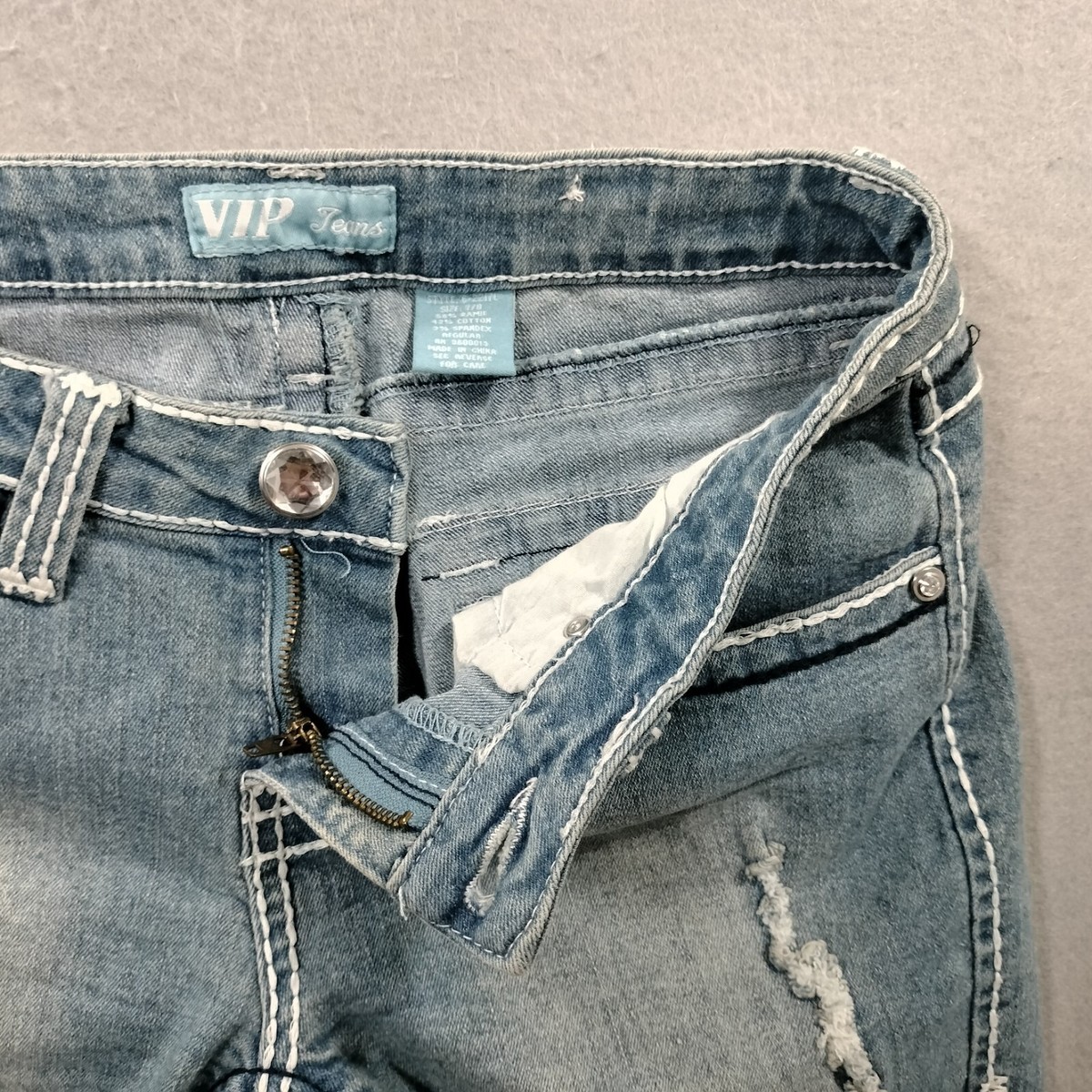VIP Jeans Slim Blue Cut Off Capri Denim Jeans Womens Size 7