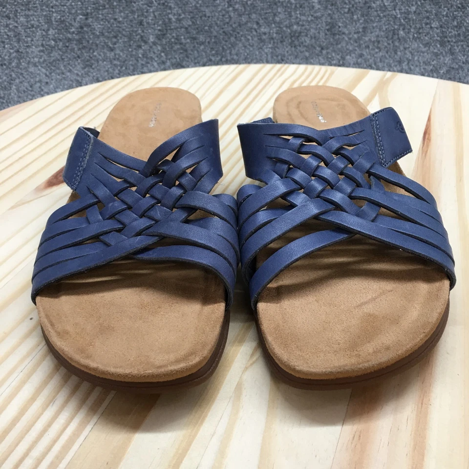 Easy Spirit Sandals Womens 10 Narrow Meadow Slide Blue Leather Casual Comfort - Image 4 of 4