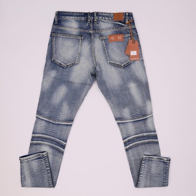 Crysp Denim Men's Skywalker Biker Jeans Distressed Rips Size: 32