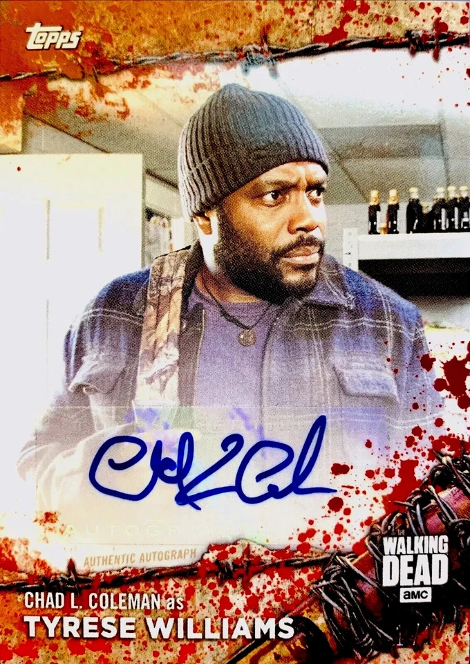 Tarjeta autógrafa Topps Walking Dead On Demand Chad L. Coleman As Tyreese Blood 1/1 Foto 3 de 4