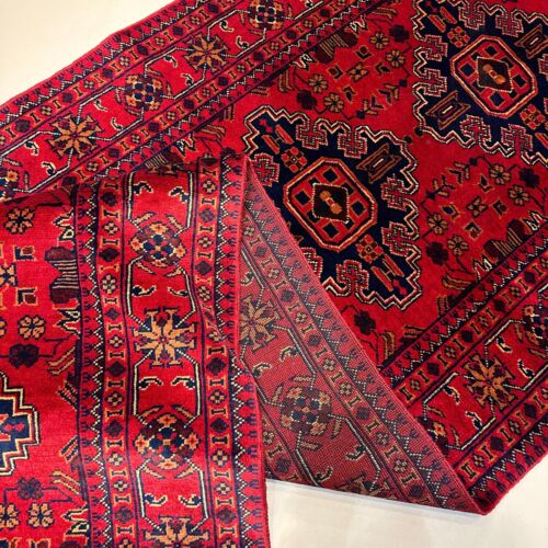Handmade (3' x 10') Red Afghan Khal Mohammadi Wool Runner Rug for Hallway - Picture 9 of 10