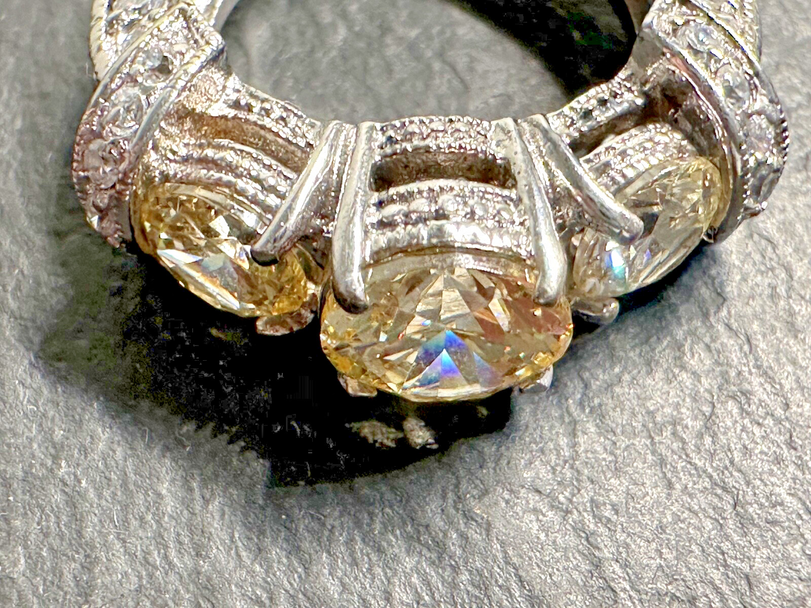 STERLING SILVER SPARKLING THREE SIMULATED GEMSTON… - image 5