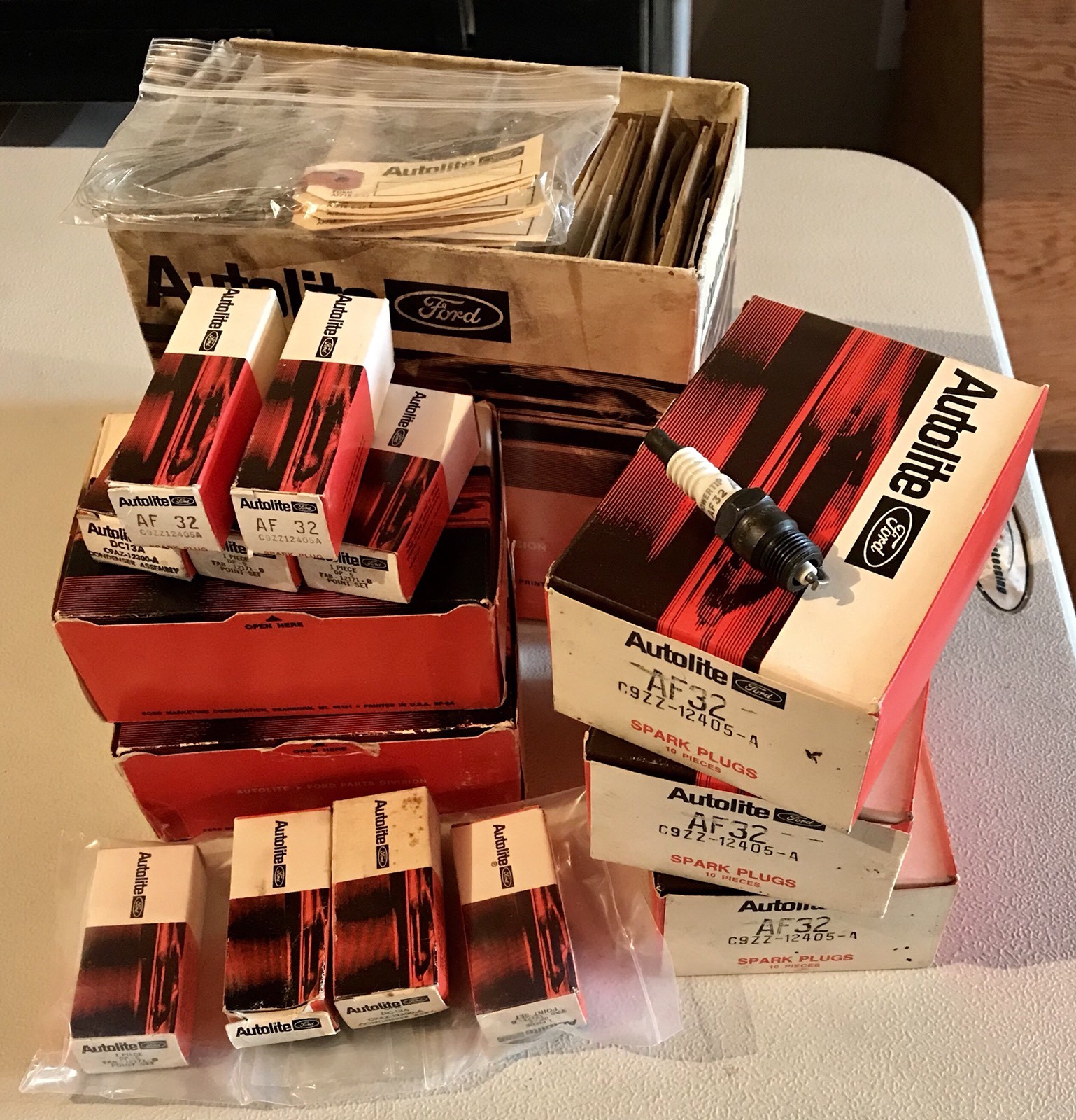 NOS Autolite-Ford Boss 429 Mustang AF-32 spark plugs full box of 10 one box.