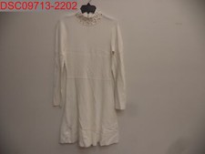 Stain, Eliza J Women's Ivory Pearl Mock Neck Fit & Flare Sweater Dress, Size M