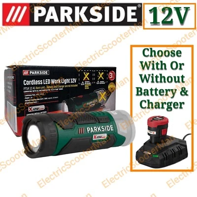 Parkside 12V Cordless LED Torch Work Light - Optional For 2Ah Battery & Charger