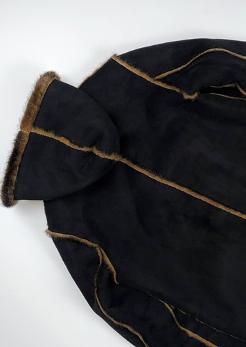 ๐จ 90s Balmain vintage heavy faux fur reversible coat jacket mans M browm black - Picture 15 of 16