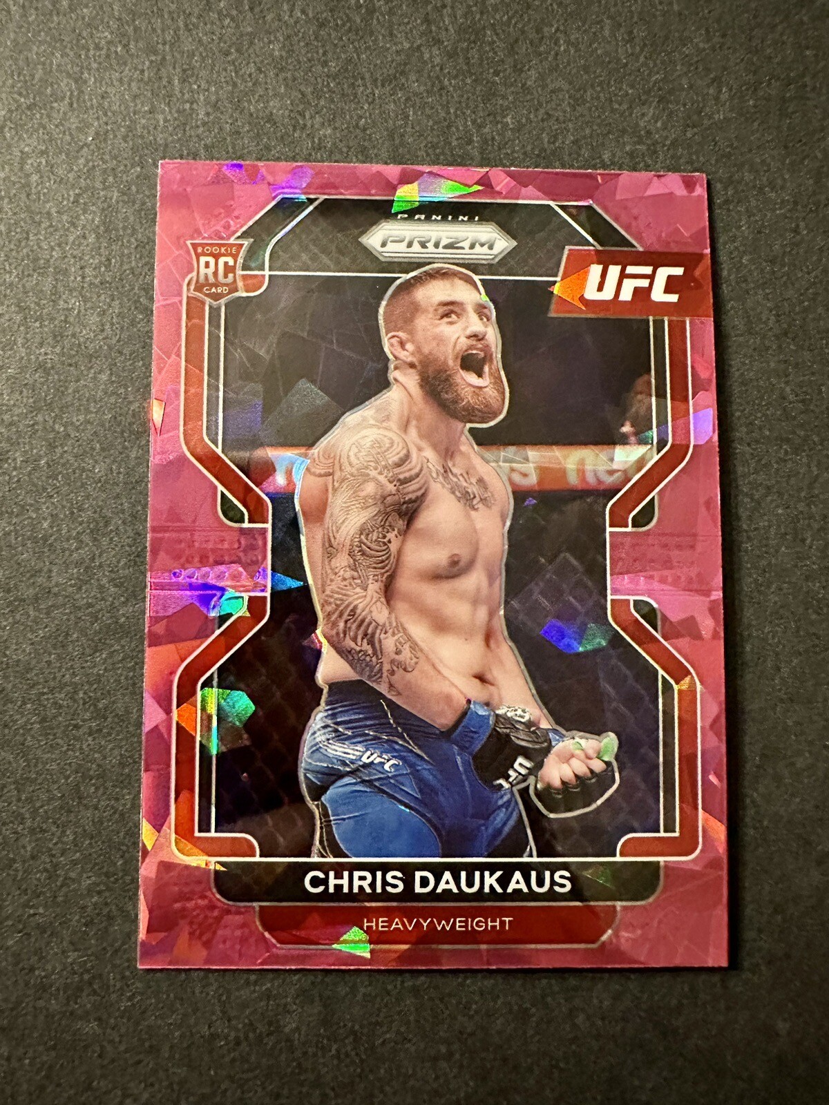 2022 Panini Prizm UFC Pink Ice Chris Daukaus #199 Rookie RC SSP Heavyweight