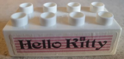 UNIQUE PLUS USED WHITE BRICK 2X4 HELLO KITTY HOME 8650 COMPATIBLE LEGO DUPLO