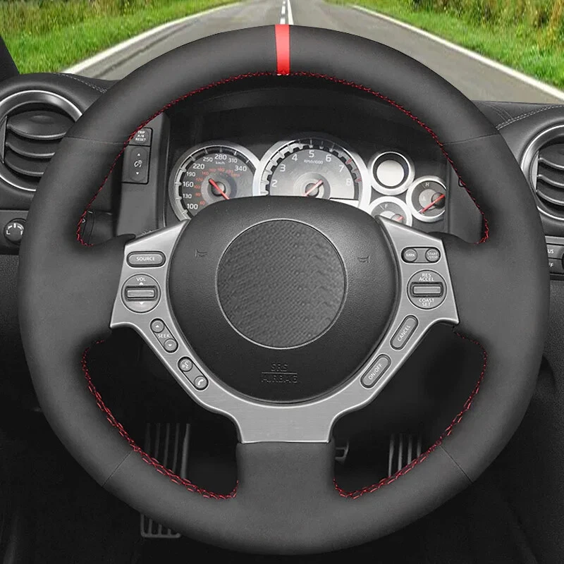 Cubierta de volante de gamuza suave para Nissan GTR GT-R (Nismo) 2008-2015 2016 Foto 3 de 4