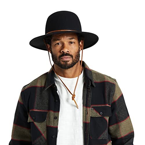 Brixton Men's Tiller Wide Brim Felt Fedora Hat, black, Large eBay