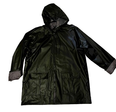 Totes Black Hooded Rain Jacket Sz Large Full Zip Women s