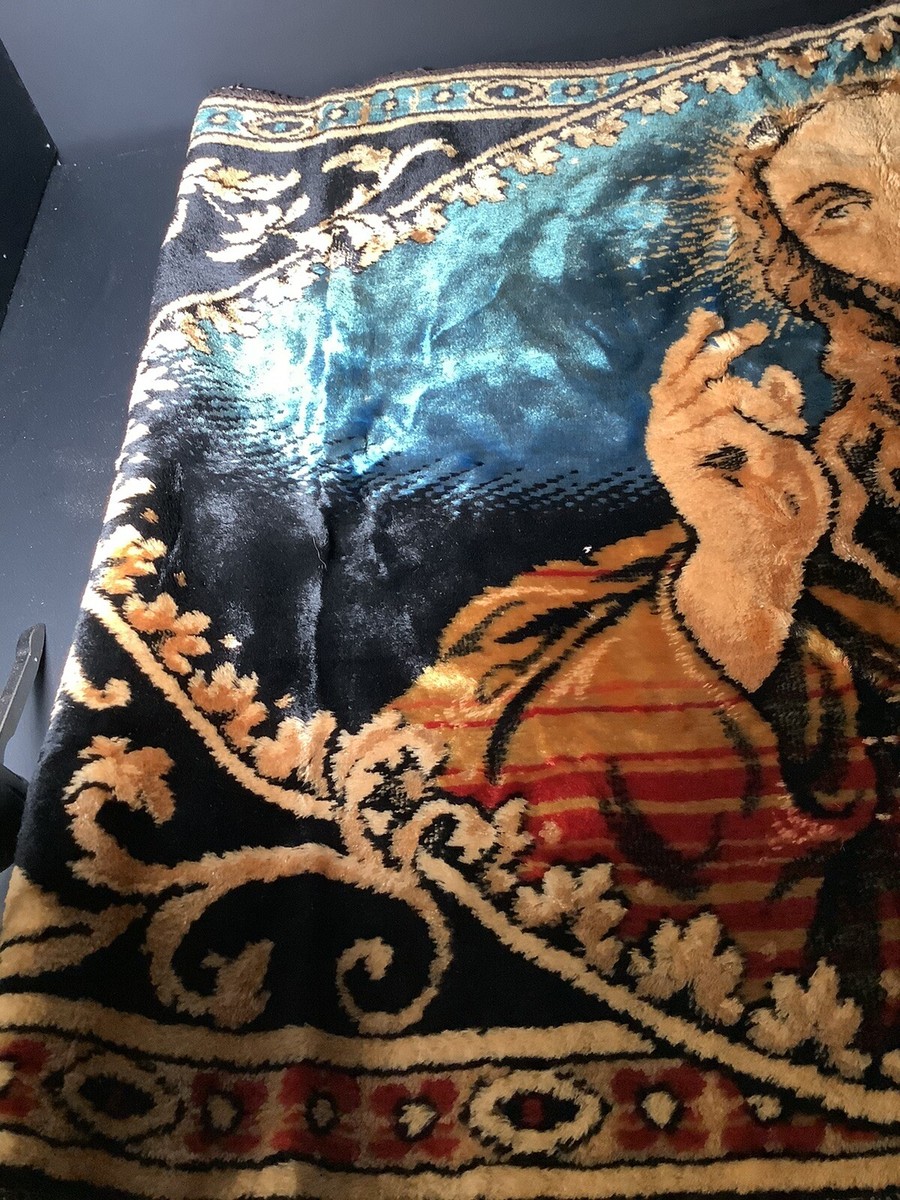 キリスト　聖心　アンティーク　タペストリー Vintage Catholic Sacred Heart Of Jesus Woven Stitch Wall