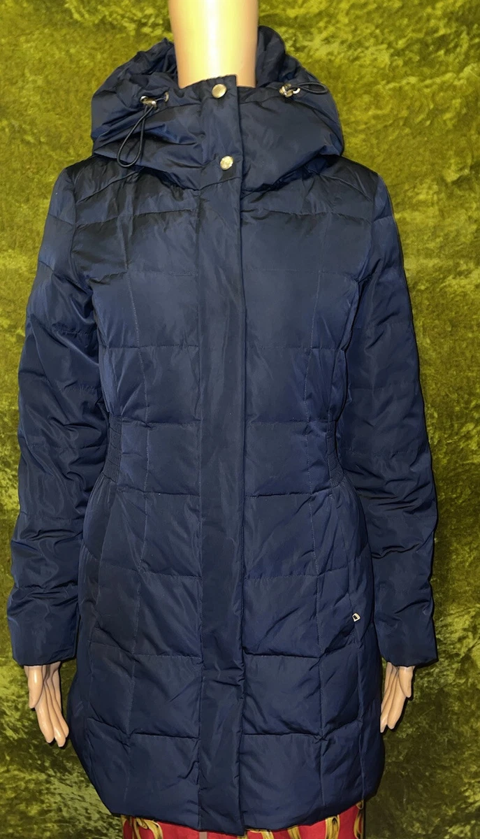 Womens Cole Haan Signature Navy Blue Quilted Feather Down Puffer Parka Coat  XS | eBay