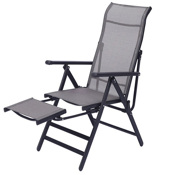 Sillón lounge, patio, césped plegable, sillón reclinable con respaldo alto + reposapiés retráctil
